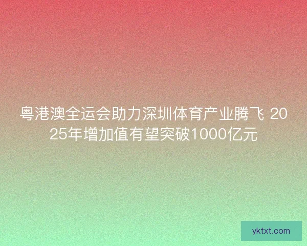 粤港澳全运会助力深圳体育产业腾飞 2025年增加值有望突破1000亿元
